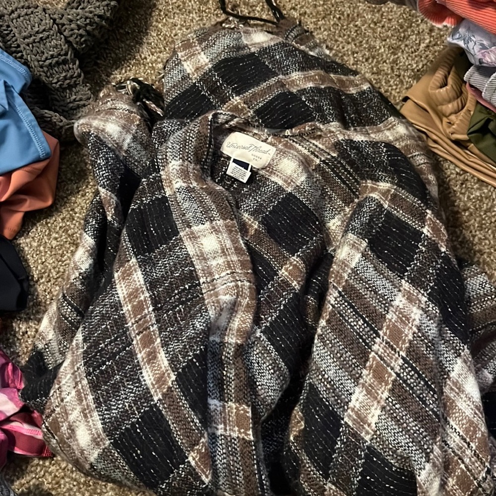 Brown and black plaid poncho OSFM